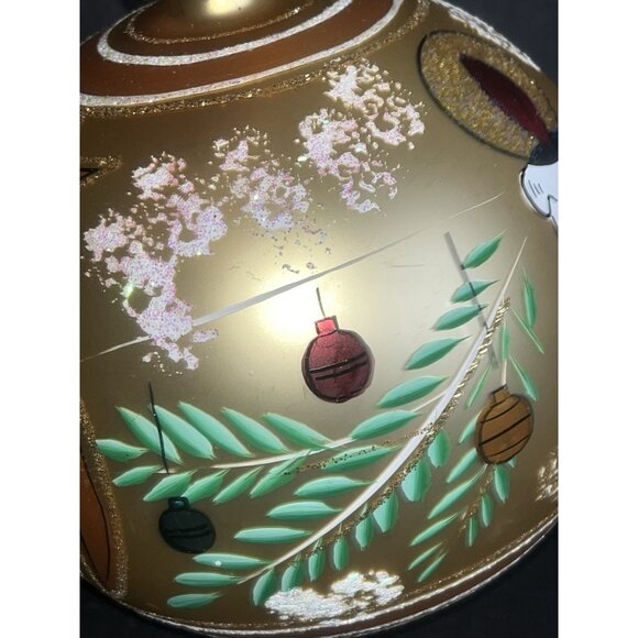 Vintage Large Christmas Ornament Nativity Scene Hand Painted Glass Glitter 5" - Picture 6 of 10